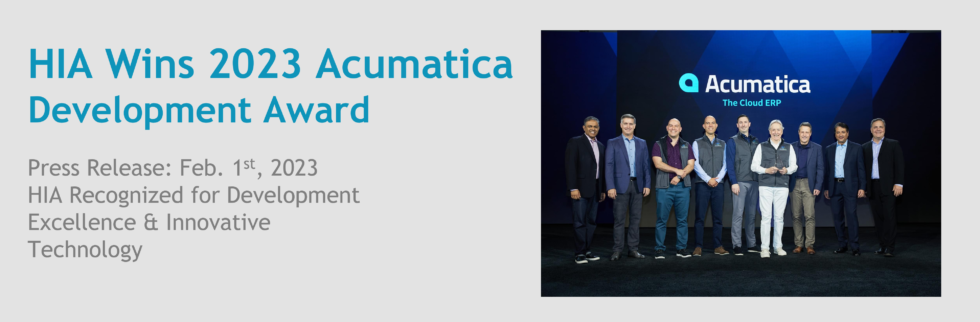 HIA Wins Acumatica Development Excellence Award