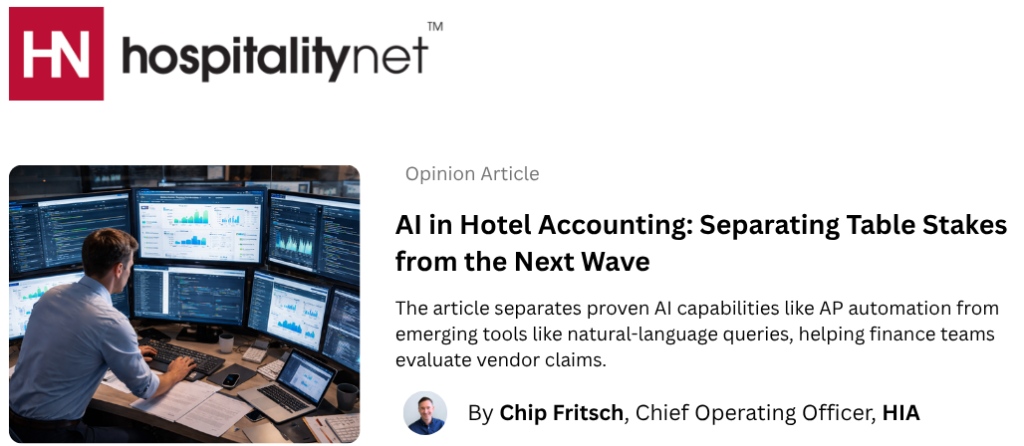 Hospitality Net article by Chip Fritsch, AI in Hotel Accounting