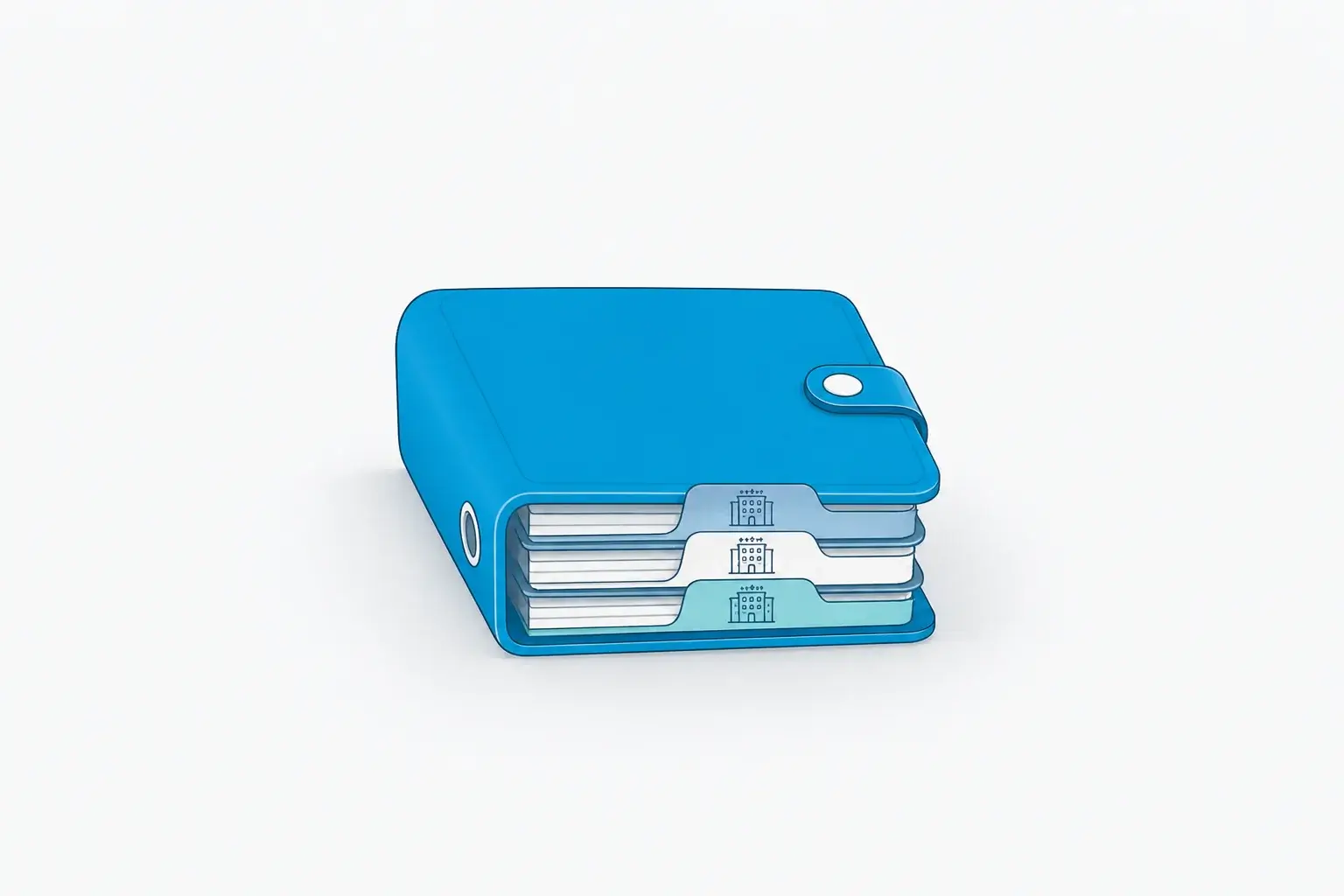 Body image: single HIA editorial illustration of a multi-property portfolio binder with hotel tabs.