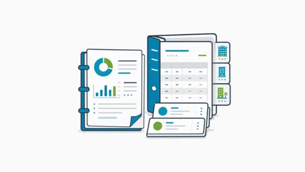 Financial reporting software owner-review packet beside a governed hotel ERP ledger, budget cards, and property tabs.