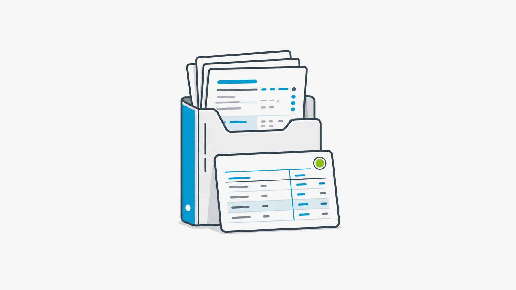 Daily report folder feeding clean accounting entry cards.