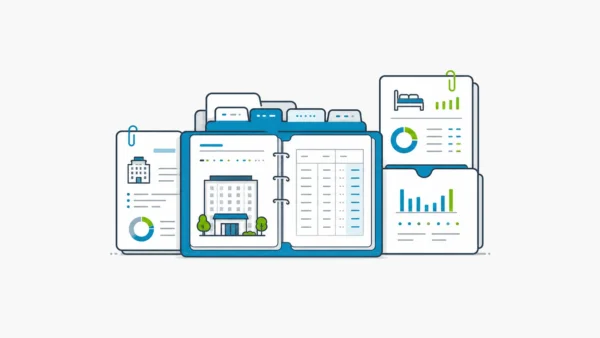 Hotel asset management portfolio review folio with property tabs, owner packet, financial ledger, and performance cards.