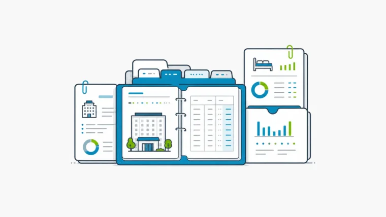 Hotel asset management portfolio review folio with property tabs, owner packet, financial ledger, and performance cards.
