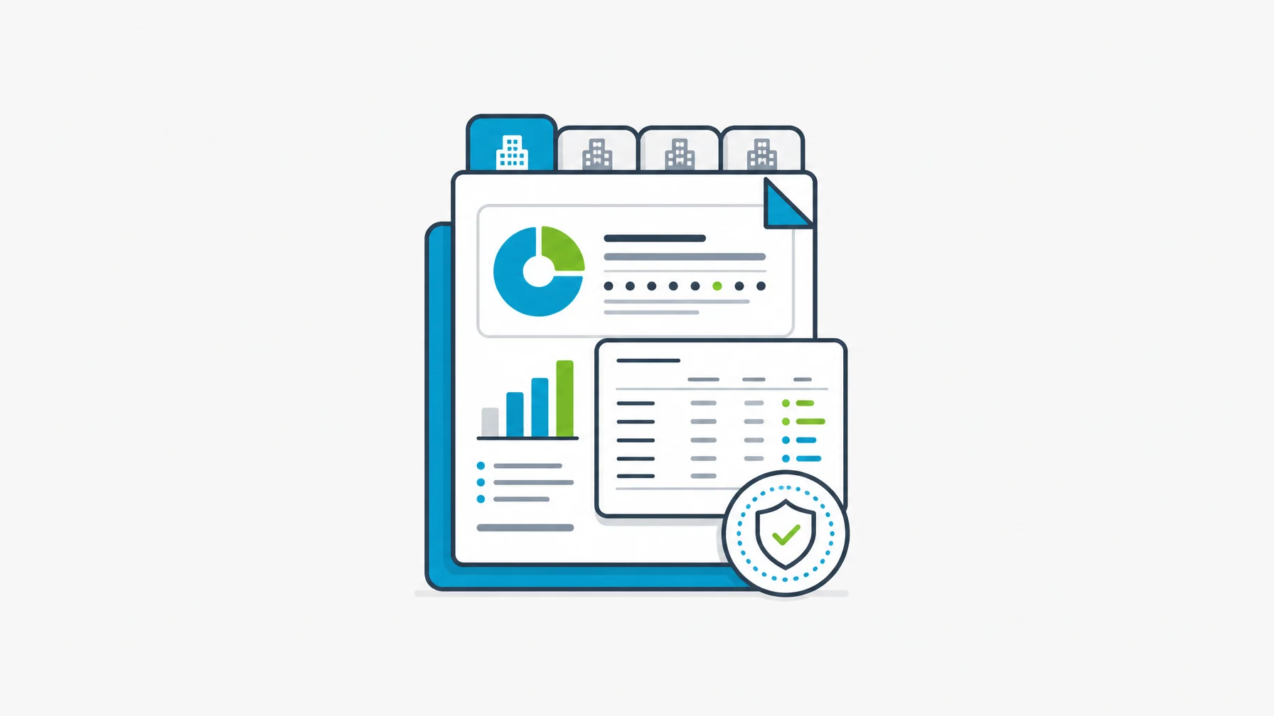 Owner reporting packet with BI summary, budget variance card, property tabs, and governed source-of-truth seal.