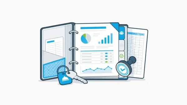 Featured image for hotel operations showing a centered daily operations binder with flash report, labor, approval, and finance details.
