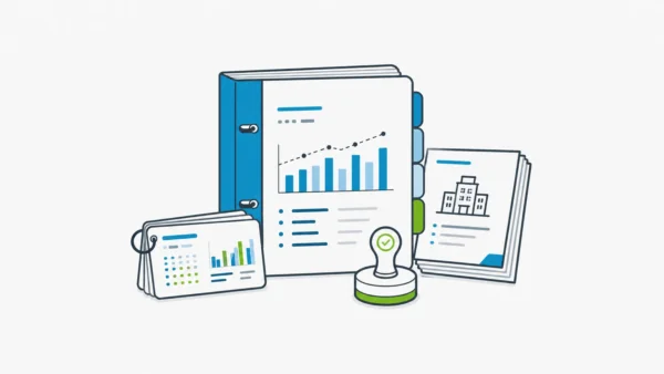 Hotel revenue management forecast binder with pace cards, budget tabs, and owner reporting packet.