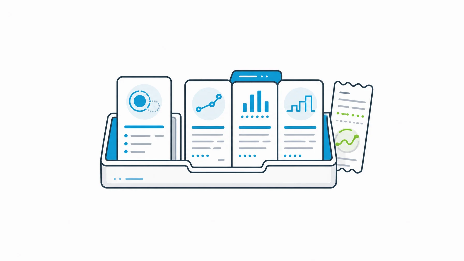 Hotel revenue management timeline tray with OTB, pace, budget, actuals, and variance cards.
